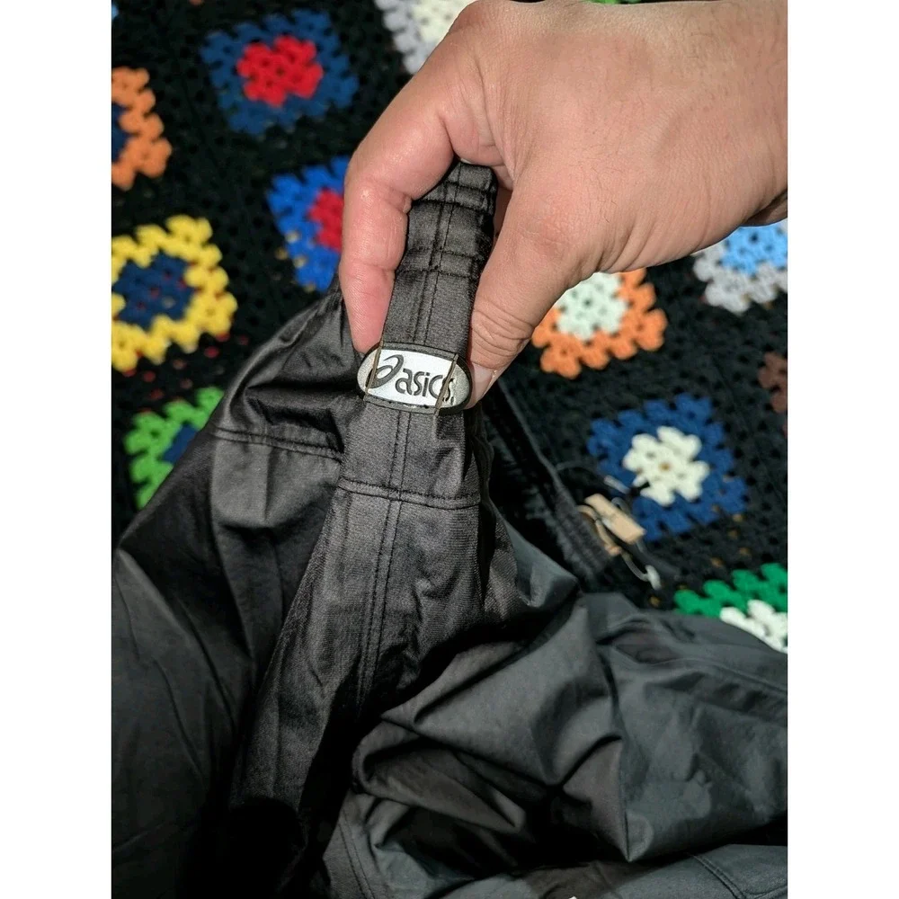 ASICS Vintage Womens Nylon‎ Track Pants Trousers Training Black Joggers